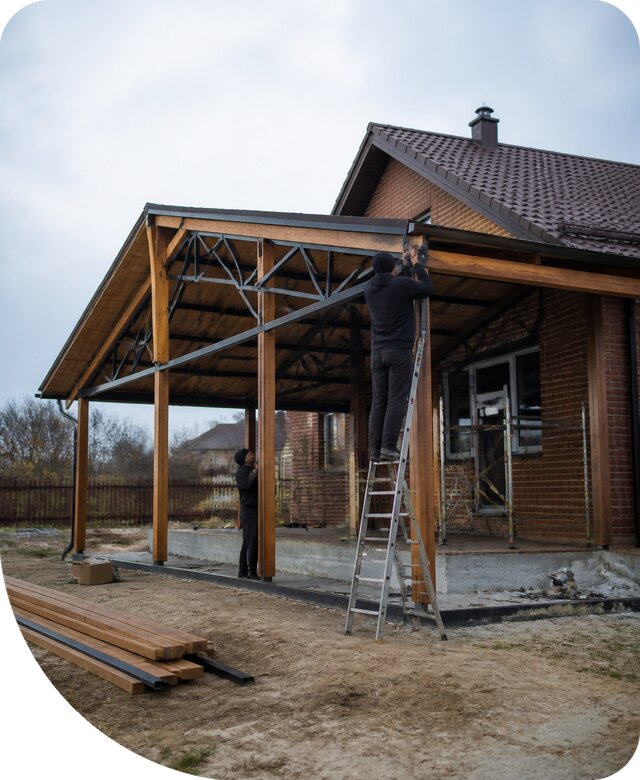 Пристройка навеса к дому и участку в Новокузнецке под ключ