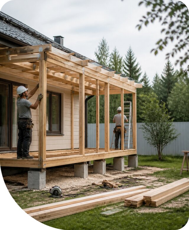 Строительство веранды к дому в Новокузнецке с монтажом под ключ